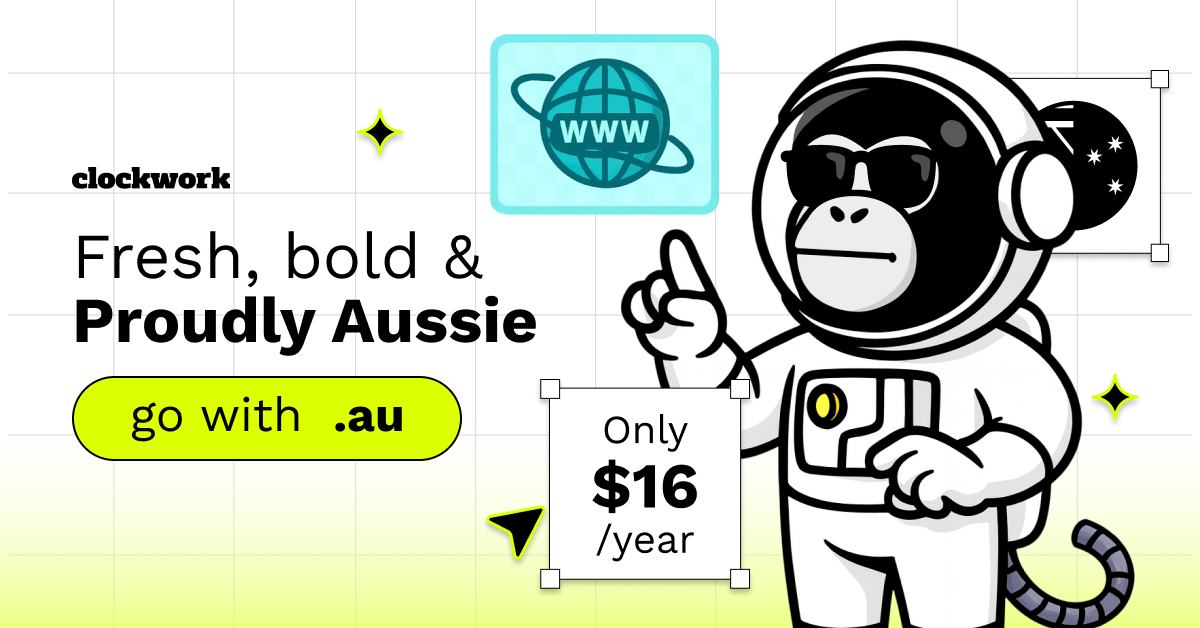 Fresh, bold & Proudly Aussie domain names from Clockwork
